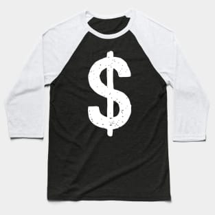 Dollar Sign Doodle White Baseball T-Shirt